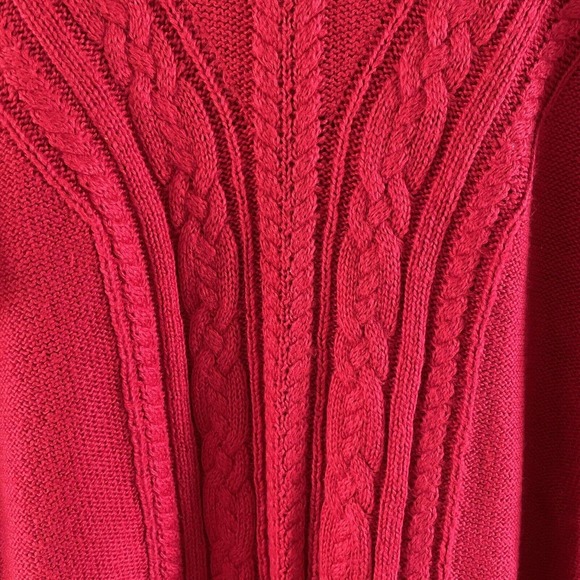 Talbots Sweater Red Women's Poncho Style Pullover Cowl Neck Size Medium - Picture 4 of 6